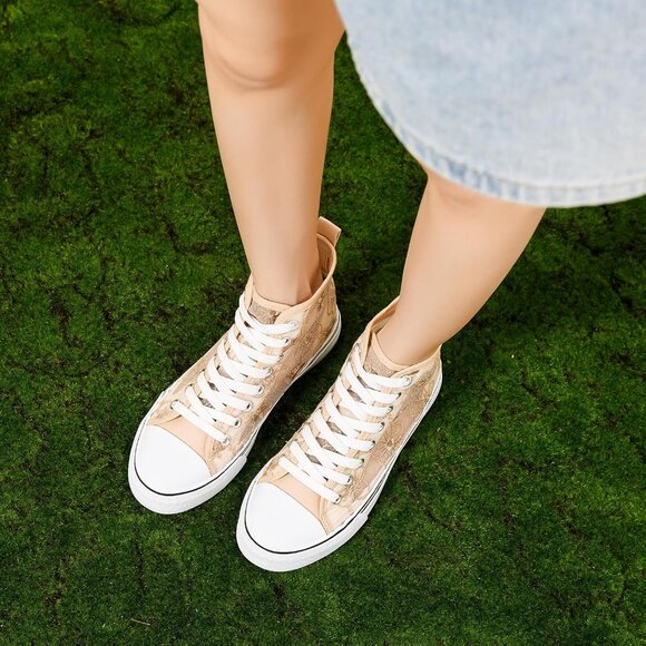 Women's High Top Sneakers With Embroidery Flower Casual Breathable Mesh Lace - Picture 5 of 9